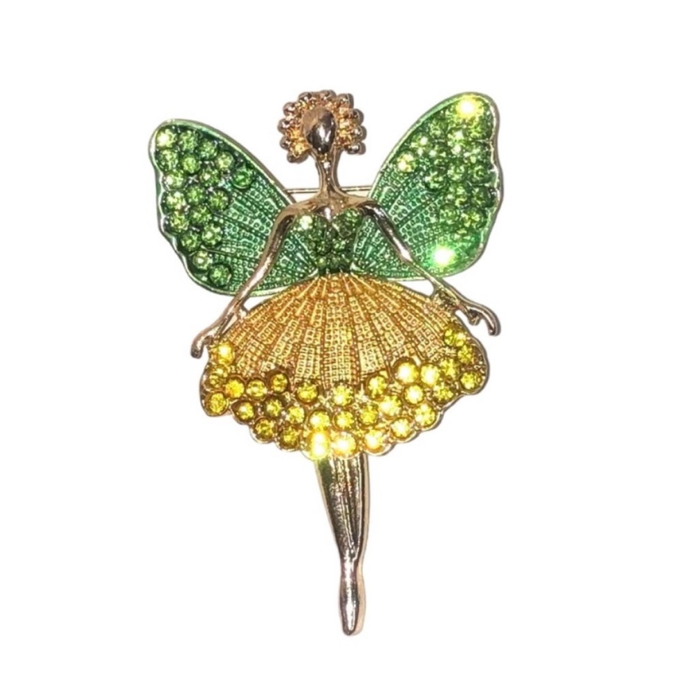 UNBRANDED Sugarplum FAIRY Green And Gold Ballerina Brooch #1